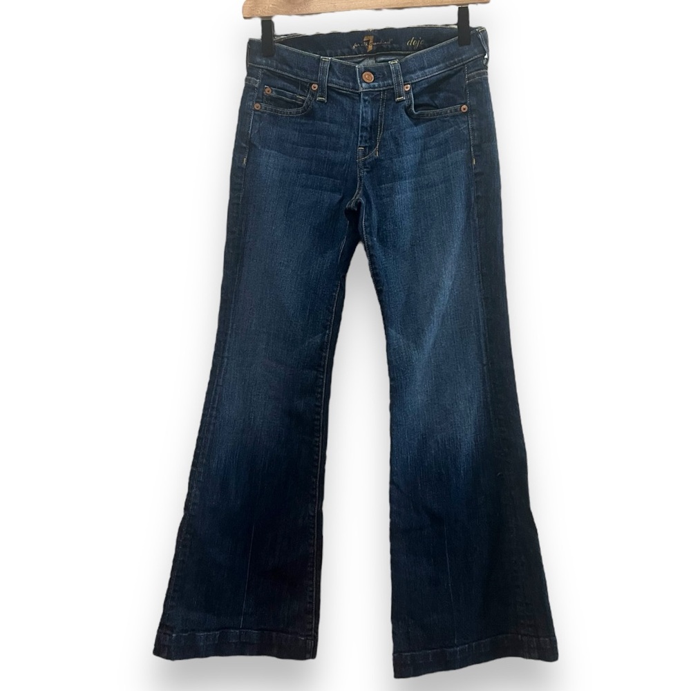 7FAMK Dojo Jeans Dark Wash Low Rise Flare Size 24